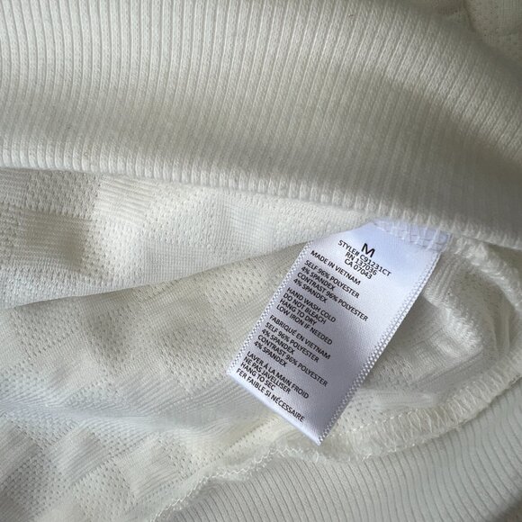 Paper Crane Women Medium White Quilted Long Sleeve Sweater Sweatshirt Checkered - Picture 5 of 7